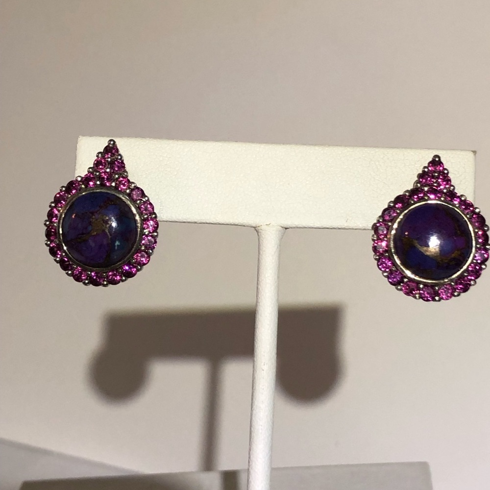 Purple Turquoise & Rhodolite Garnet Earrings